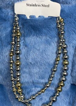 Collar de Perlas Doradas y Plateadas