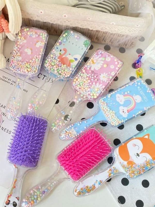 Cepillo Cuadrado con Glitter y Luz