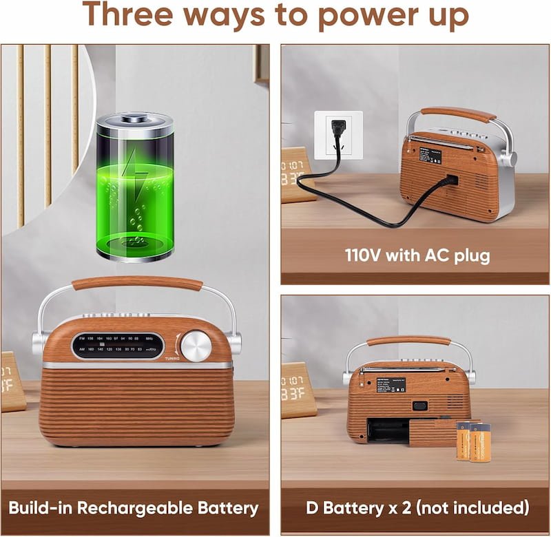 Radio Analógica FM Portátil con Altavoz Bluetooth - Imagen 4