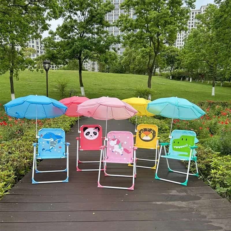 Silla de Playa Infantil Portátil y Plegable con Sombrilla