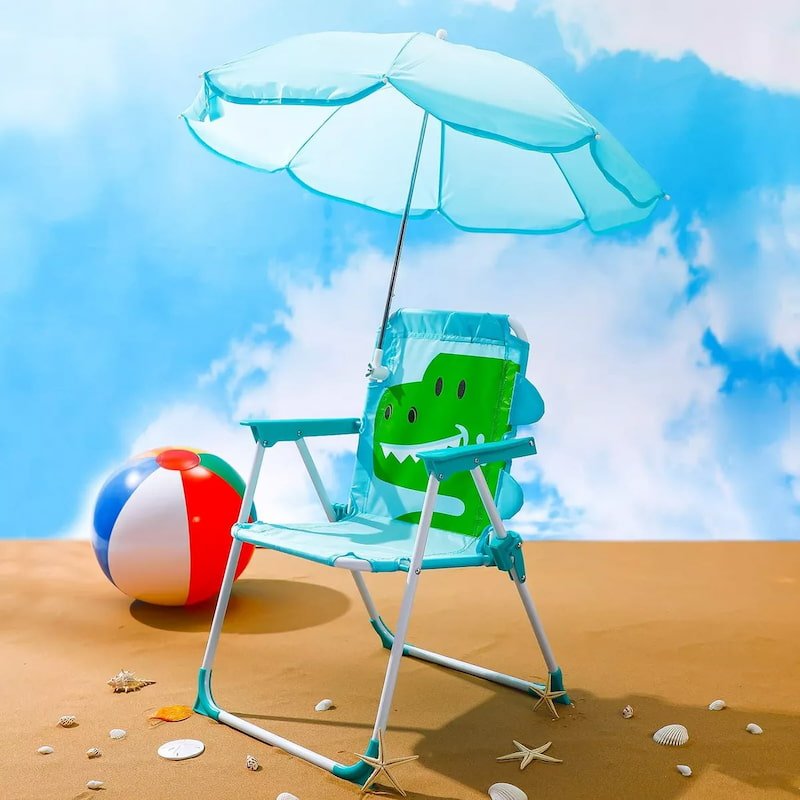 Silla de Playa Infantil Portátil y Plegable con Sombrilla - Imagen 2