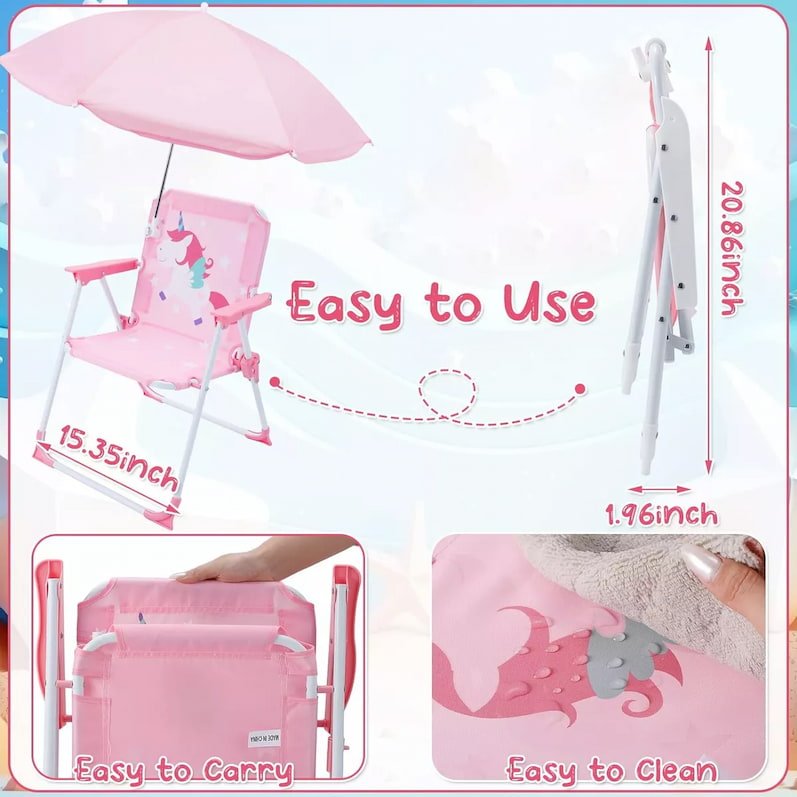 Silla de Playa Infantil Portátil y Plegable con Sombrilla - Imagen 4