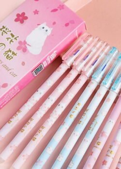 Plumas De Gel Borrables Decorados Con Gatitos Con Flores Sakura