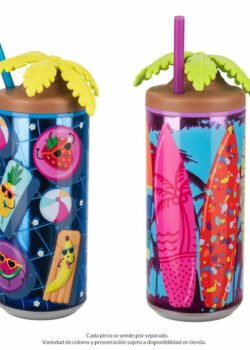 Vaso Cool Gear con Popote y Tapa de Palmeras – 473 ml