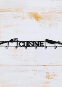 Perchero de Pared con Ganchos para Cocina - Color Negro