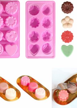 Molde de Silicona para Repostería con 8 Figuras Iguales por Pieza y Diseños Variados