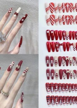 Uñas Postizas Navideñas - 12 Piezas