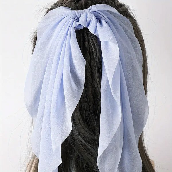 Coleteros con Lazo para el Pelo - Cinta Larga Lisa, Bandas Elásticas para el Cabello, Varios Colores - Imagen 2