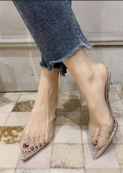 Zapatillas HEELS CLEAR con Pedrería Elegante: Lujo y Estilo en Cada Paso
