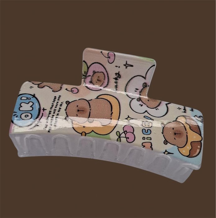 Pinza Cuadrada P/Cabello Diseño Capibara