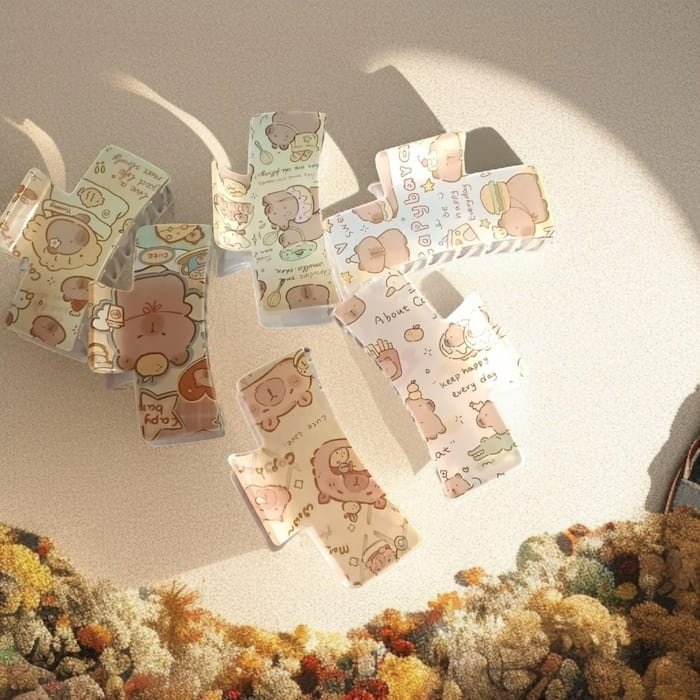 Pinza Cuadrada P/Cabello Diseño Capibara - Imagen 2