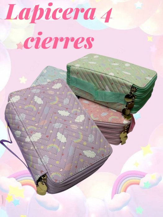 Lapicera 4 Cierres colores pastel