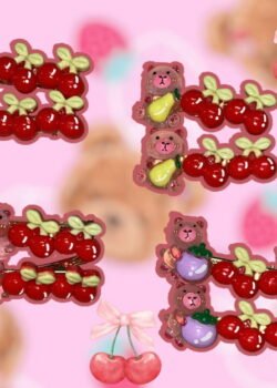 Pasador Oso/Flor Cherry (El par)