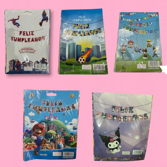 Letrero de "Feliz Cumpleaños" Varios Personajes