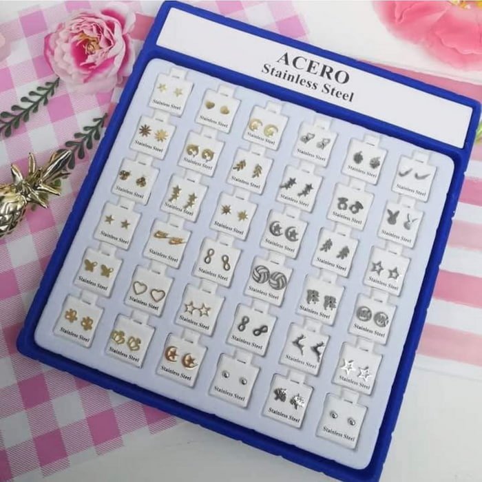 Aretes de acero Inoxidable 36 pares